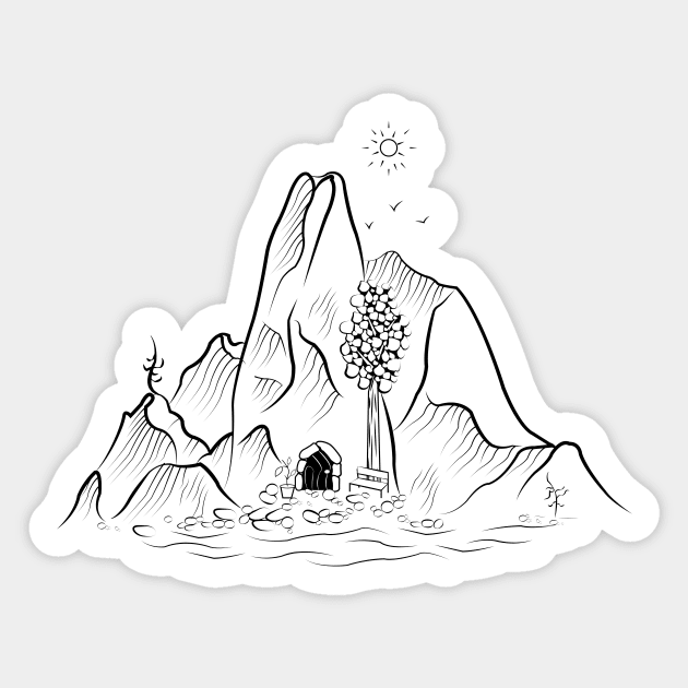 Cave in mountains Sticker by AtomicTurquoise